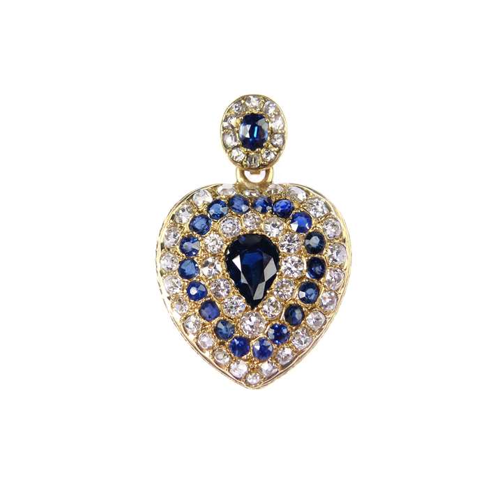 Antique sapphire and diamond heart locket